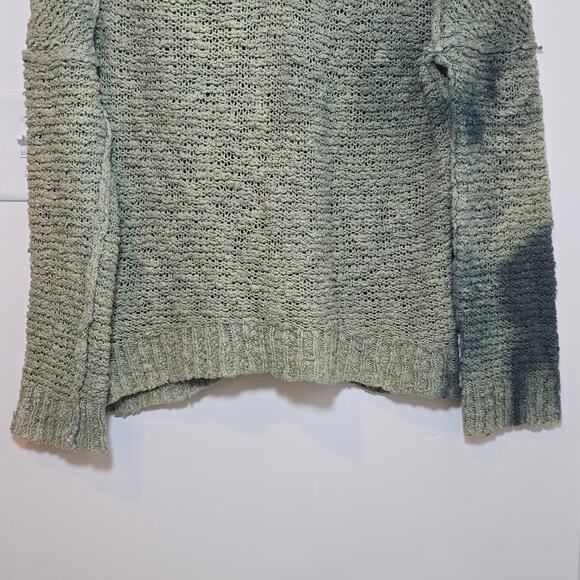 Free People Open Knit Sweater Size S Sage Green V-Neck Custom Handmade Hippie - Picture 4 of 9